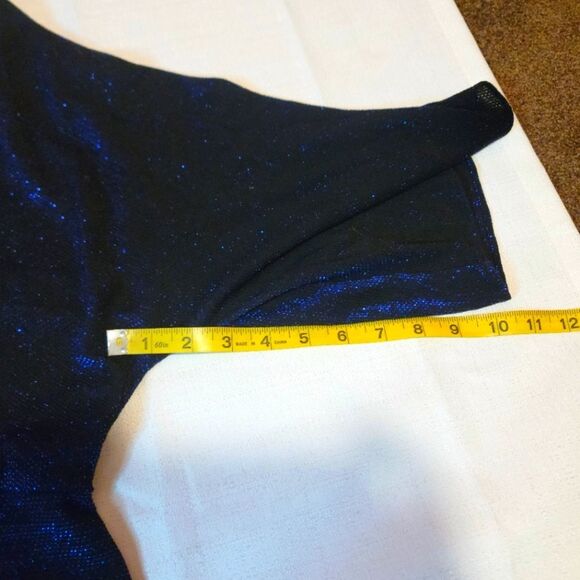 Zara Blue Shimmer Sparkle Lurex V-Neck Crossover Midi Dress Cocktail Size XS - Picture 10 of 13